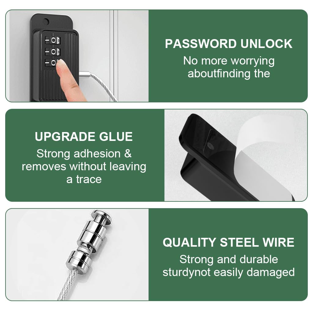 HASTHIP Door Lock for Kids' Safety, Fridge Lock with Password, Nail-Free Password Chain Lock, Multifunctional Cabinet Locks for Refrigerator, Cabinets and Drawers, Closets, Windows, Doors (Black) HASTHIP Door Lock for Kids' Safety, Fridge Lock with Password, Nail-Free Password Chain Lock, Multifunctional Cabinet Locks for Refrigerator, Cabinets and Drawers, Closets, Windows, Doors (Black)
